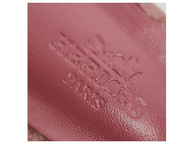 Mule Trocadero in velluto Hermès Rosa - vista 6
