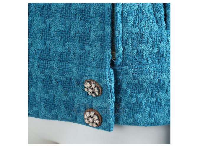 Chanel Tweed-Jacke Blau - Ansicht 4