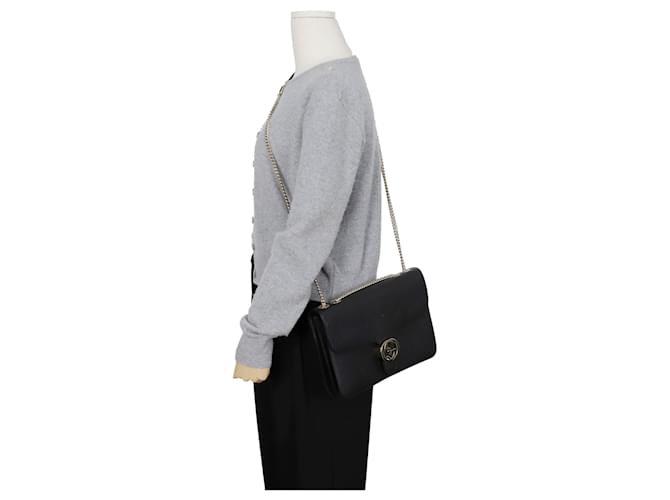 Gucci Borsa a tracolla media Interlocking Nero - vista 12