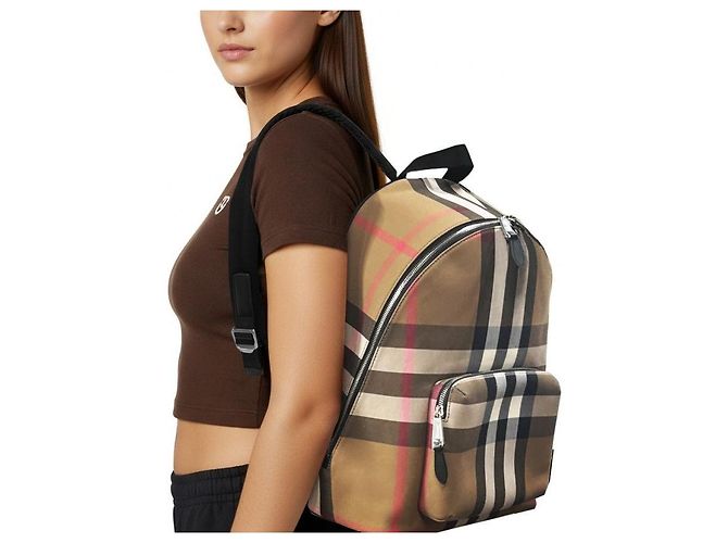 Burberry House Check Jeff Canvas Backpack Beige Multiple colors - view 16