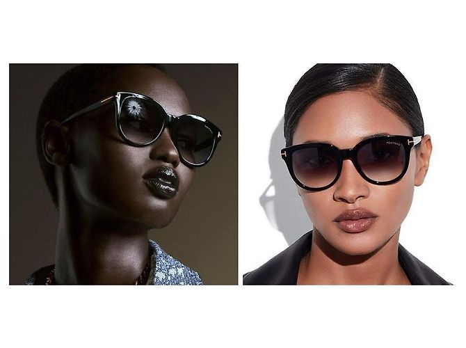 Tom Ford Gafas de sol OLIVIA Black Acetate Round Roja - vista 3