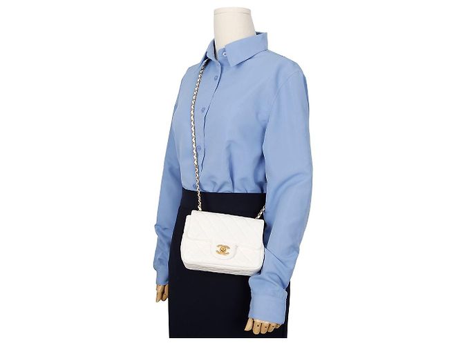 Chanel Borsa a Tracolla e Spalla Petite Sac Golden Ball Chain Bianco - vista 10