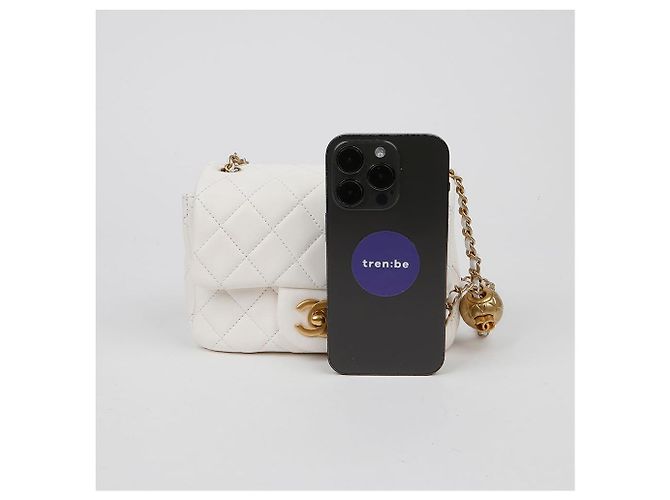 Chanel Borsa a Tracolla e Spalla Petite Sac Golden Ball Chain Bianco - vista 7