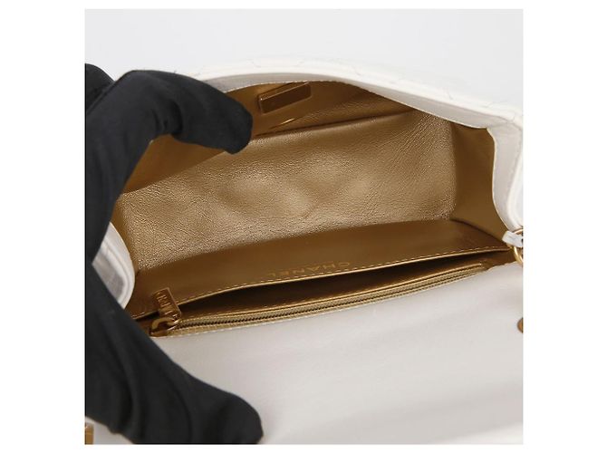 Chanel Borsa a Tracolla e Spalla Petite Sac Golden Ball Chain Bianco - vista 9