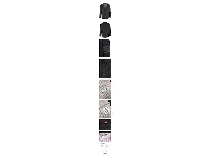 Thom Browne Casaco de lã abotoado simples com braçadeira diagonal Preto - vista 2