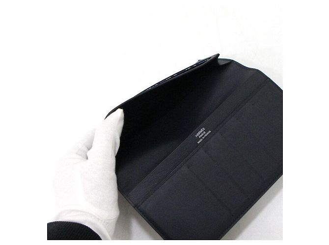Hermès Citizen Twill Silk Long Wallet for Men Black - view 6
