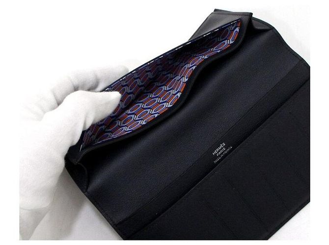 Hermès Citizen Twill Silk Long Wallet for Men Black - view 7