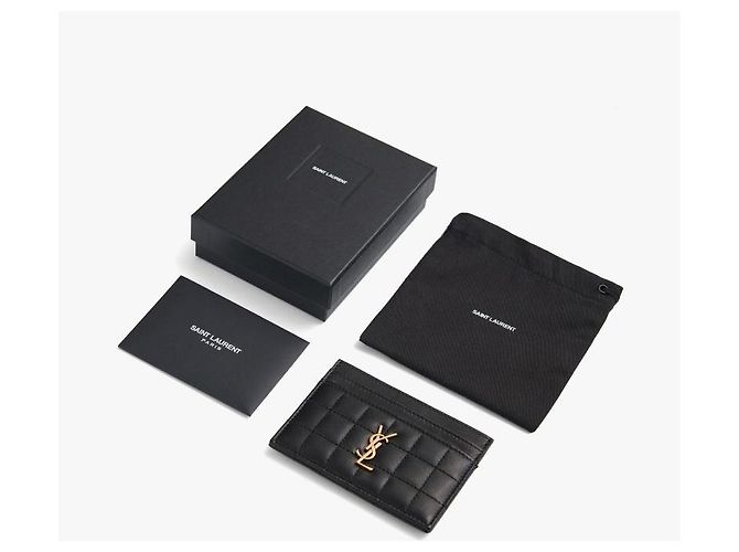Saint Laurent Tarjetero Monogram Matelassé Cassandra Negro - vista 10