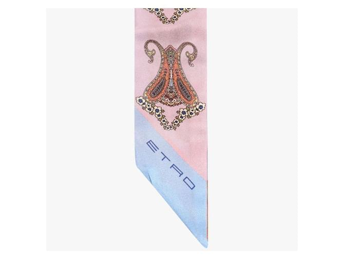 Etro Sciarpa stretta in seta twill Double Paisley Multicolore - vista 8