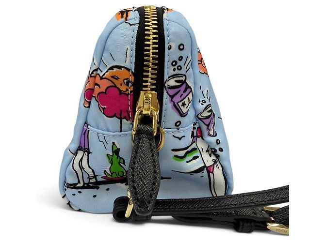 Necessaire Prada 1NS693 Triangle Logo Re-Nylon Surf Print Blu - vista 4