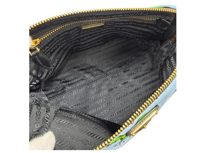 Necessaire Prada 1NS693 Triangle Logo Re-Nylon Surf Print Blu - vista 6