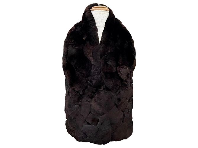 Stola in pelliccia di coniglio marrone scuro Chanel - vista 3