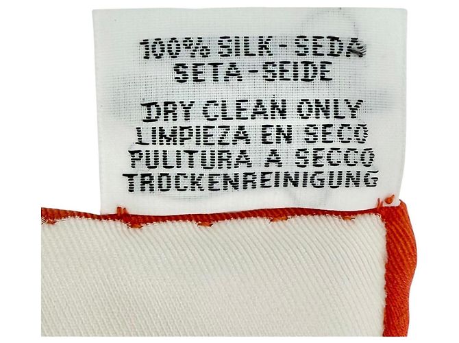 Foulard Hermès Paris Qui Roule 100% seta Bianco Rosso - vista 9