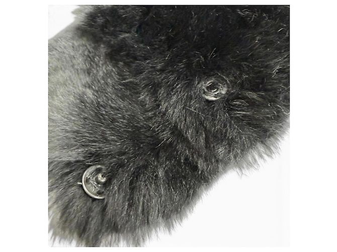 Bracciale rigido in pelliccia di coniglio Chanel Coco Mark Nero Bianco - vista 6