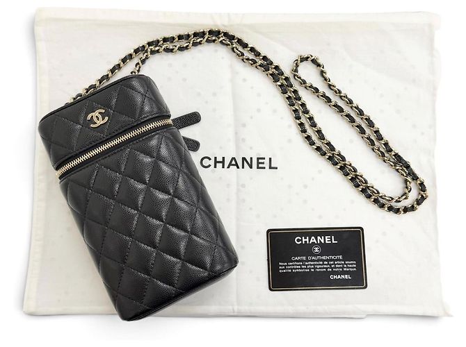 Borsa telefono Chanel Matelassé Caviar Skin Vanity Nero - vista 2