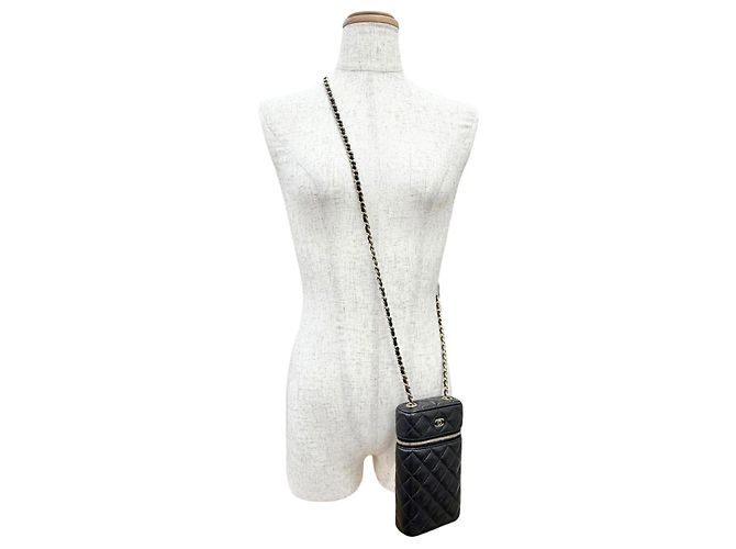 Borsa telefono Chanel Matelassé Caviar Skin Vanity Nero - vista 3