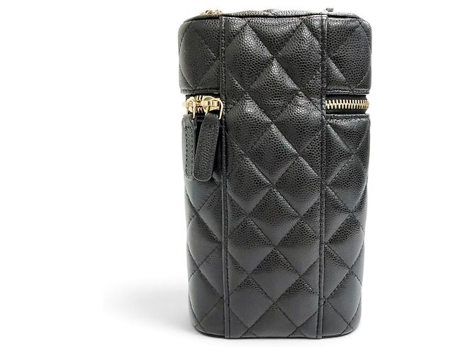 Borsa telefono Chanel Matelassé Caviar Skin Vanity Nero - vista 4