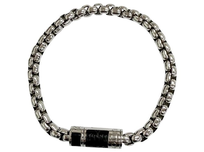 Bracciale con ciondolo Louis Vuitton Monogram Eclipse Nero Argento - vista 3