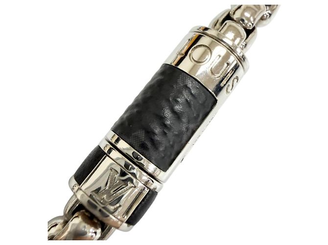 Bracciale con ciondolo Louis Vuitton Monogram Eclipse Nero Argento - vista 4