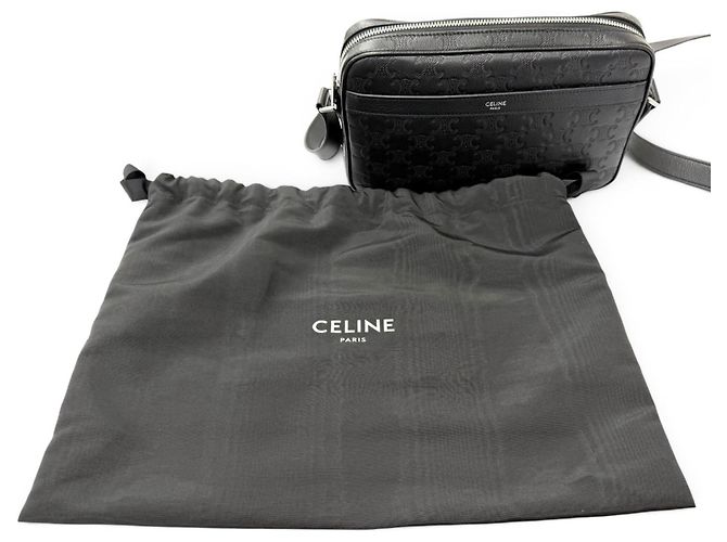 Céline CELINE Leather Triomphe Medium Shoulder Bag Black - view 2
