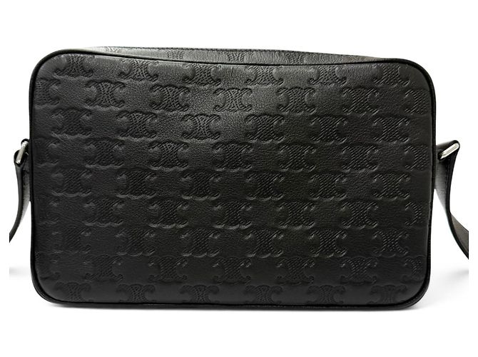 Céline CELINE Leather Triomphe Medium Shoulder Bag Black - view 4