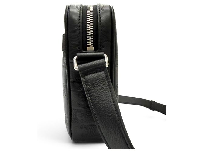 Céline CELINE Leather Triomphe Medium Shoulder Bag Black - view 5