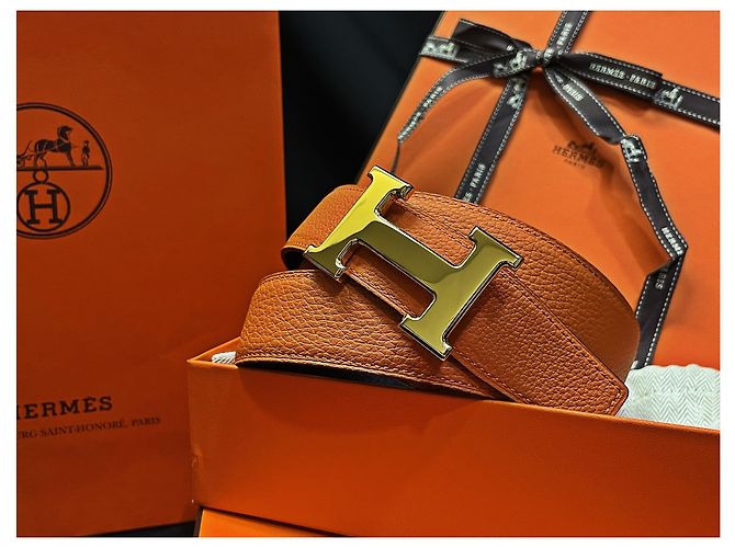 Hermès Gold Classic Black Orange Wendelgürtel Mehrfarben - Ansicht 3