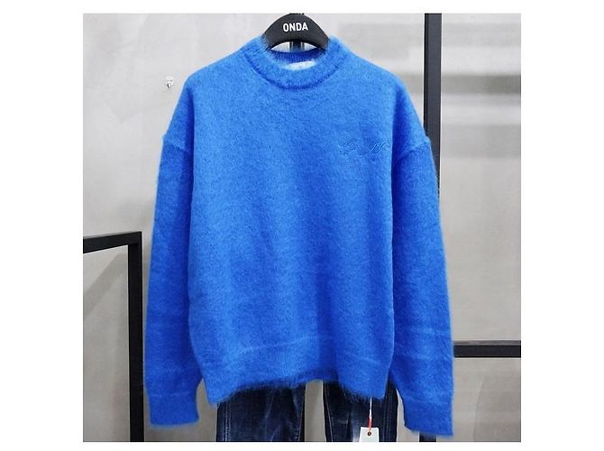 Off White Blue Mohair Sweater Men - view 5