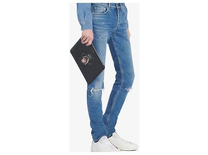 Givenchy Clutch in pelle stampata Rottweiler Nero - vista 6