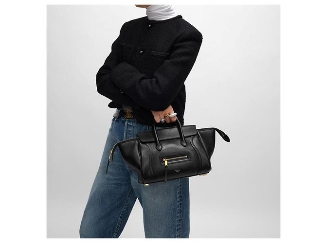 Céline Celine Small New Luggage Surplus Shiny Lambskin Nero - vista 7