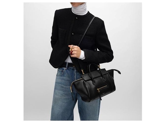 Céline Celine Small New Luggage Surplus Shiny Lambskin Nero - vista 8