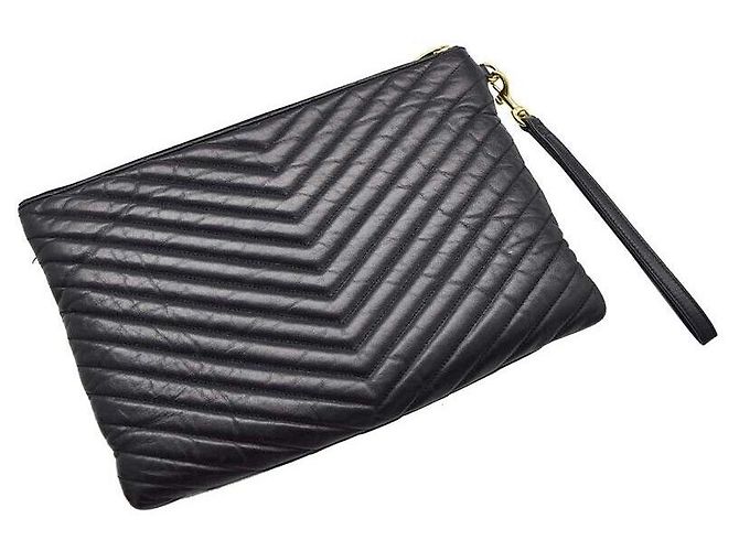 Saint Laurent Clutch matelassé color oro Nero - vista 3