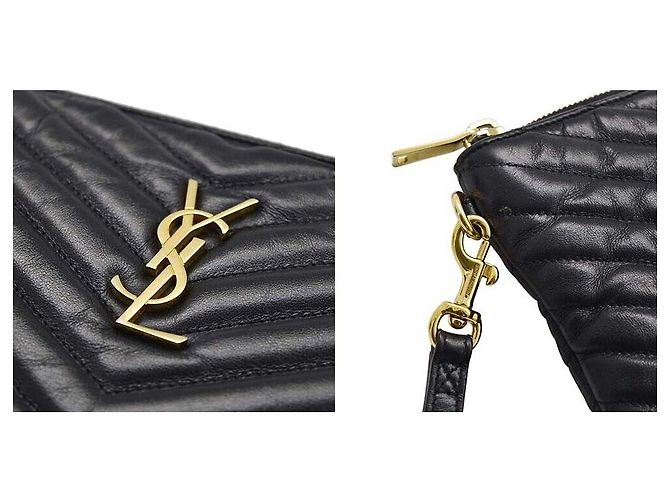 Saint Laurent Clutch matelassé color oro Nero - vista 9