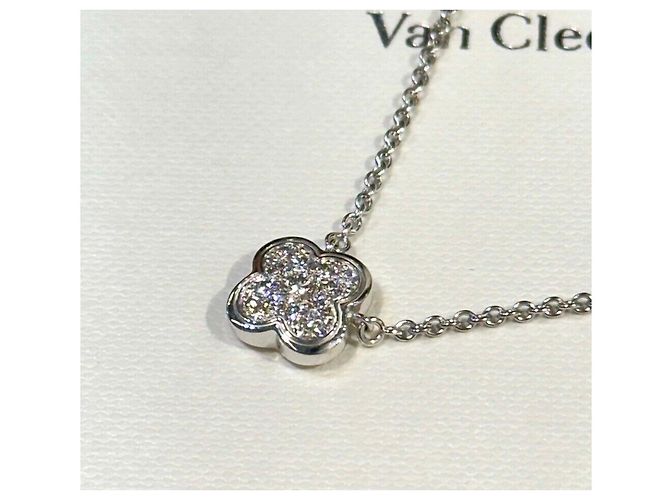 Van Cleef & Arpels Collana WG Pure Line Diamond Alhambra Necklace D'oro - vista 3
