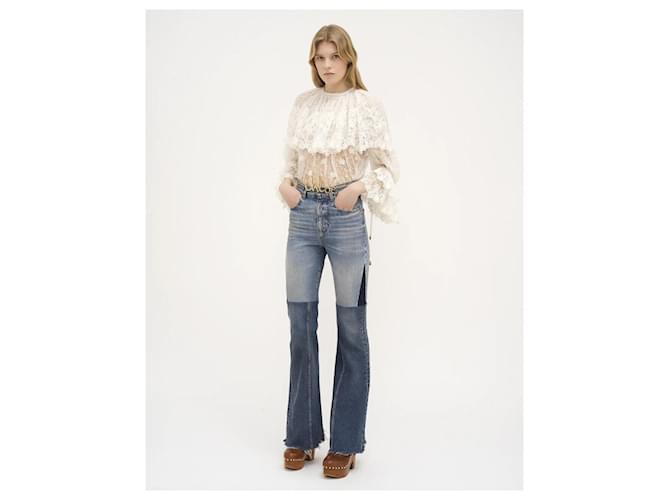 Chloé Patchwork Flare Denim Jeans Blau - Ansicht 10