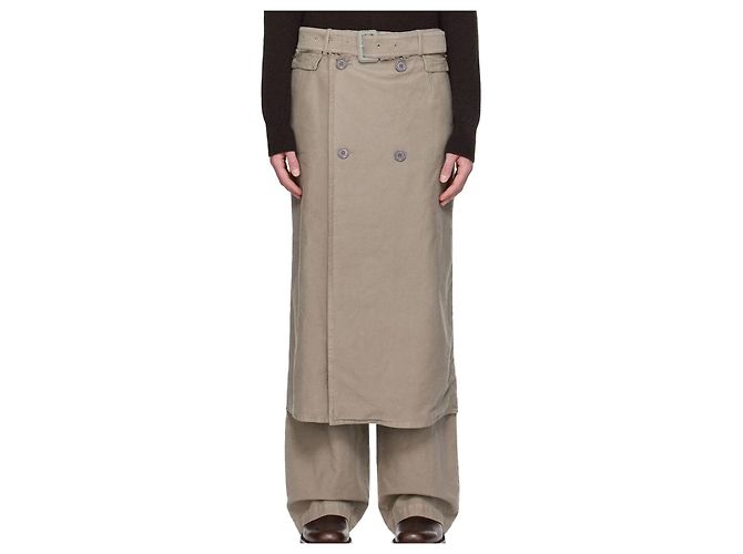 Pantaloni in twill di cotone Dries Van Noten PRIFFITH Grey stamp Marrone - vista 6