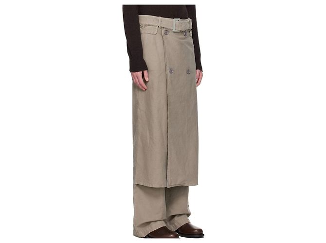 Pantaloni in twill di cotone Dries Van Noten PRIFFITH Grey stamp Marrone - vista 7