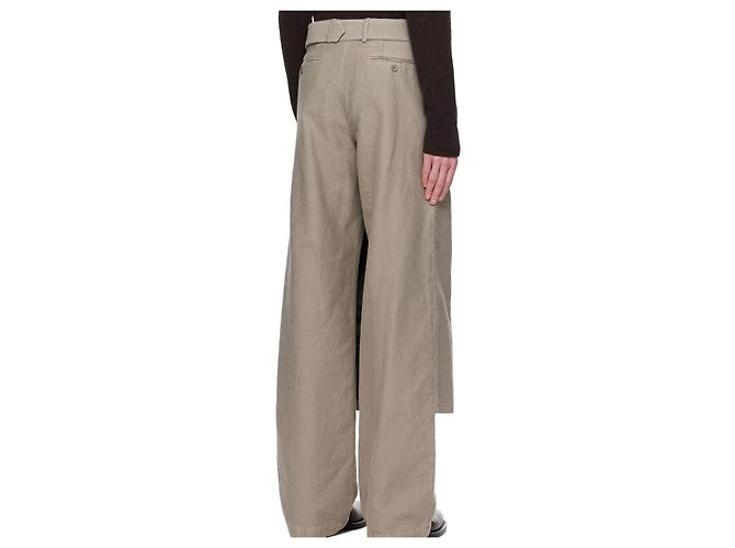Pantaloni in twill di cotone Dries Van Noten PRIFFITH Grey stamp Marrone - vista 8