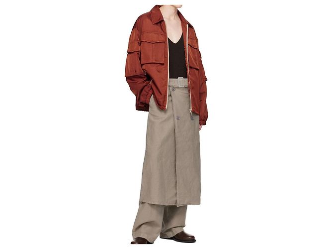 Pantaloni in twill di cotone Dries Van Noten PRIFFITH Grey stamp Marrone - vista 9