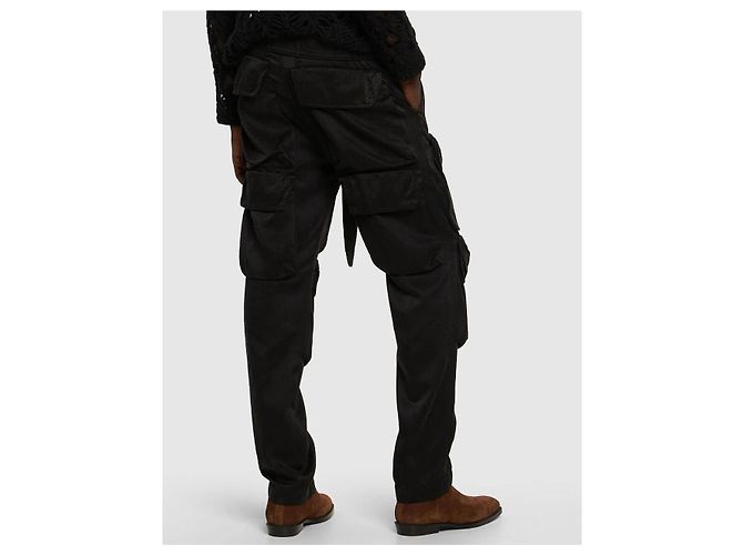 Pantaloni Cargo Presley in Cotone e Cupro Tinto in Capo Dries Van Noten Nero - vista 4