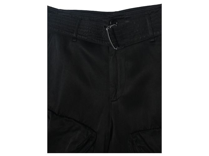 Pantaloni Cargo Presley in Cotone e Cupro Tinto in Capo Dries Van Noten Nero - vista 7