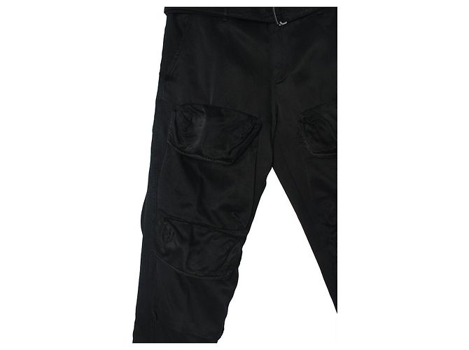 Pantaloni Cargo Presley in Cotone e Cupro Tinto in Capo Dries Van Noten Nero - vista 8