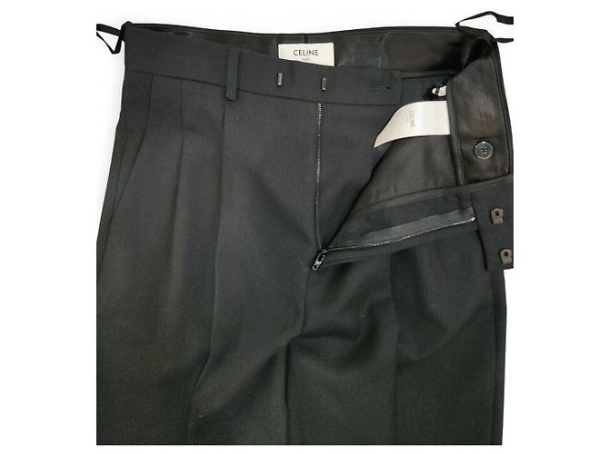 Céline Pantalones Margaret de gabardina de lana para mujer Negro - vista 4