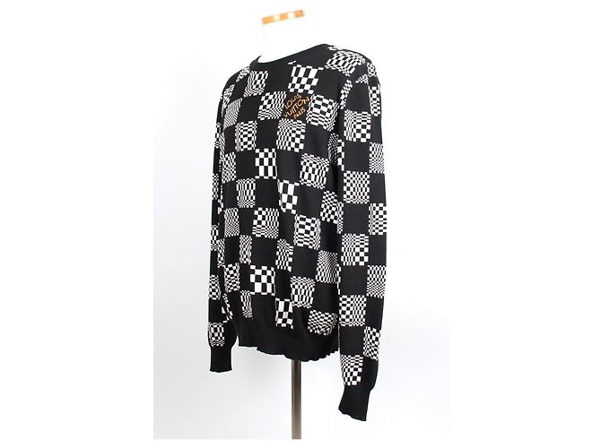 Louis Vuitton Distorted Damier Crew Neck Knit XL Black - view 2