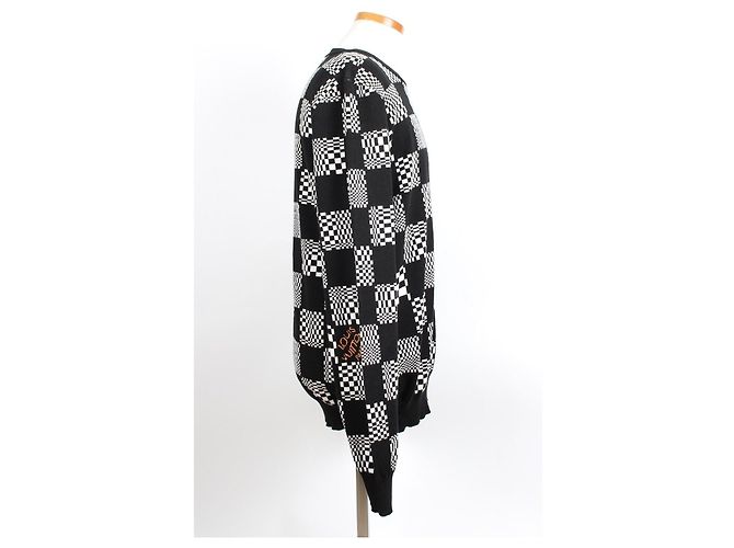 Louis Vuitton Distorted Damier Crew Neck Knit XL Black - view 5