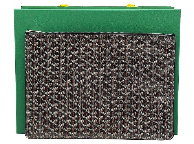 Clutch Sena GM in tela Goyardine nera Nero - vista 3