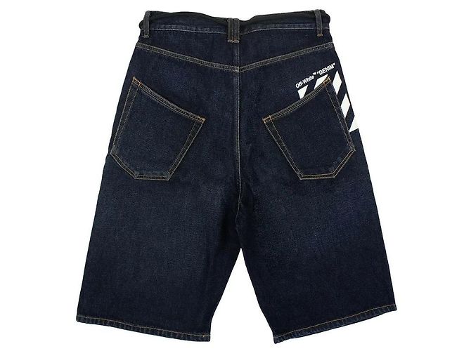 Off White Pantaloncini in denim diagonale blu - vista 12