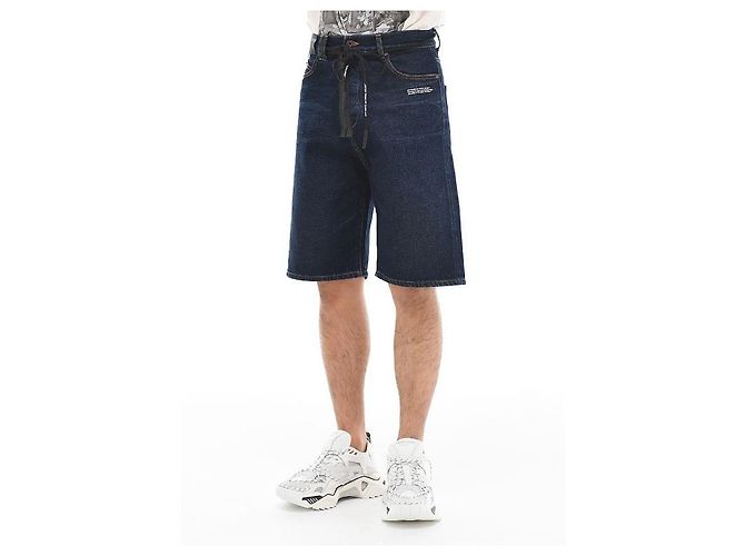 Off White Pantaloncini in denim diagonale blu - vista 13