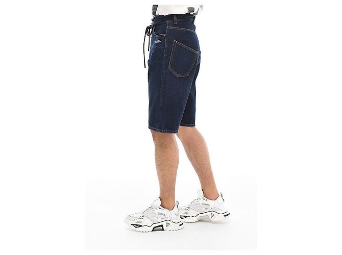 Off White Pantaloncini in denim diagonale blu - vista 15