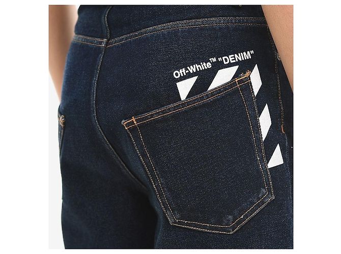 Off White Pantaloncini in denim diagonale blu - vista 17